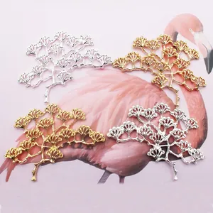 Vintage Alloy Tree Leaf Jewelry Making Accessories DIY Hairpin Material Bride Traditional Chinese Headpiece Components Gold Silver Tone