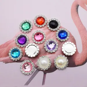 Sparkling crystal rhinestone buttons with colorful center stones for DIY hair accessories