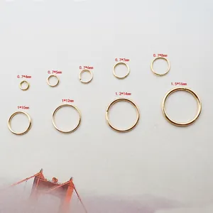 Detailed size guide of gold jump rings for DIY jewelry making from 4mm to 16mm