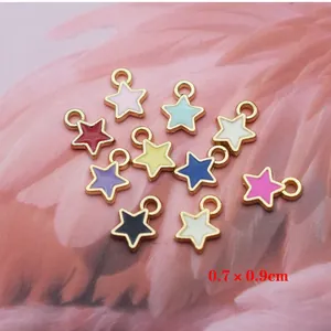 Star-shaped enamel alloy charms in multiple colors for DIY jewelry with size 0.7x0.9cm