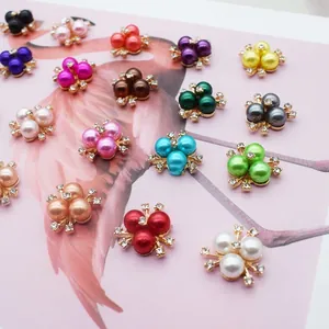 Bunte Perlen-Strass-Blumenherz DIY Legierungszubehör für Haarnadeln und Kleidungsdekoration