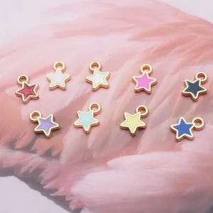 Star-shaped enamel charms in 9 colors with gold metal edges for DIY jewelry making