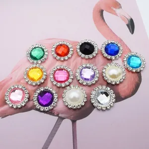 Colorful sunflower rhinestone buttons and pearl flatback settings for DIY hair accessories