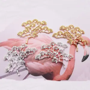 Golden and silver tree-shaped alloy leaf accessories for DIY hairpins and jewelry making