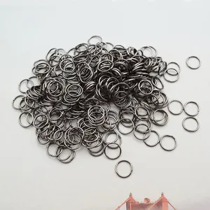 Macro view of gunmetal open jump rings for DIY jewelry making and metal crafts