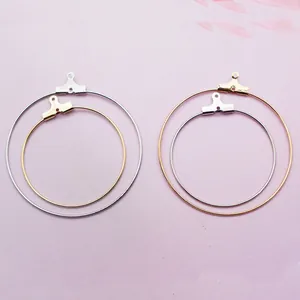 Montures de boucles d'oreilles rondes minimalistes DIY en métal doré et argenté