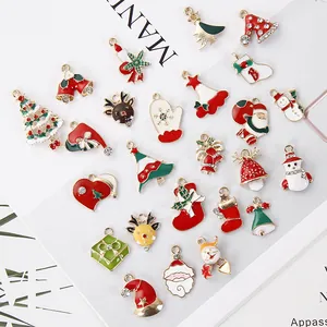 Weihnachtsserie Legierung Emaille Charms Anhänger Mit Strass Für DIY Schmuckherstellung Armband Ohrring Weihnachtsmann Baum Schneemann Rentier Festlich Dekor