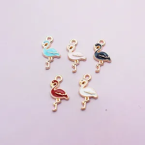 Pendentifs flamants roses en émail coloré pour la création de bijoux et porte-clés DIY