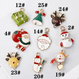 Weihnachts-Emaille-Anhänger-Set mit Rentier und Weihnachtsmann für DIY-Schmuckherstellung