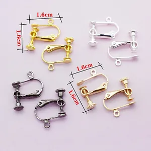 Clip per orecchie a vite a forma di U da 1,6cm in oro argento e bronzo per gioielli fai da te