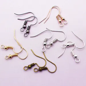 Crochets de Boucles d'Oreilles DIY Avec Perles et Ressorts Accessoires de Bijouterie en Métal Argent Or Rose Crochets