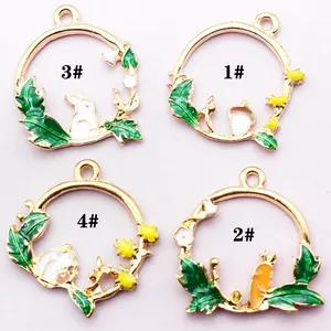 Niedliche Emaille-Anhänger-Set mit Hase und Eichhörnchen für DIY-Schmuckherstellung