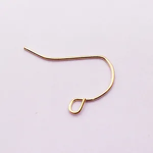 Golden hook earring findings for DIY jewelry making with closed loop attachment