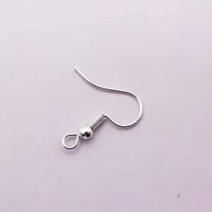 Crochets d'oreilles argentés avec ressort et perle pour création de bijoux DIY artisanat