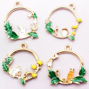 Süße Cartoon Tier Hase Eichhörnchen Karotte Tannenzapfen Legierung Emaille Anhänger Für DIY Schmuckherstellung Halskette Armband Handwerk