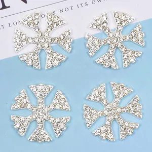 Set of 4 sparkling rhinestone snowflake DIY alloy charms for handmade jewelry and crafts