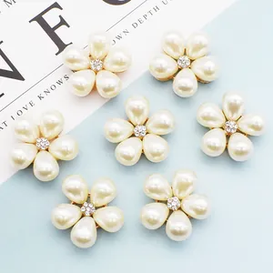 Legierung Perlenimitat Strass Blume Flache Rückseite Dekorative Verzierung Für DIY Schmuckherstellung Braut Kopfschmuck Hochzeit Dekor