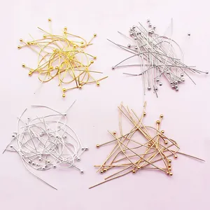 Detailansicht von Kugelkopfnadeln aus Kupfer für DIY-Schmuck in Gold, Silber und Roségold