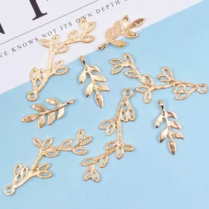 DIY Legierung Gold Blatt Zweig Anhänger Für Schmuckherstellung Hochzeit Kopfschmuck Tasche Ohrring Zubehör Bastelmaterial