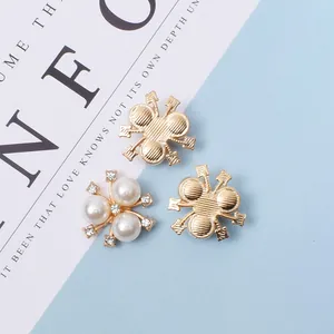 Legierung Blume Herz Perlen Charms Strass Eingelegt DIY Schmuckherstellung Zubehör Für Kleidung Kopfschmuck Dekor Gold Silber