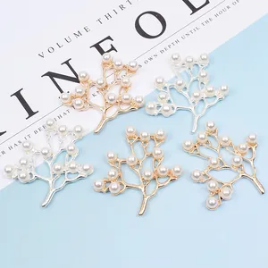 Elegante 5mm Perlen- und Blattlegierungsanhänger in Gold und Silber für DIY Schmuck