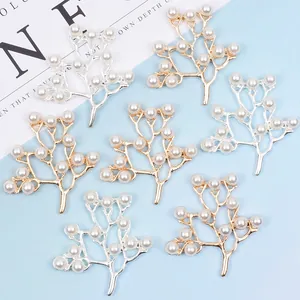Legierung Perlen Zweig Blatt Anhänger Für DIY Schmuckherstellung Gold Silber Galvanisierte Haarschmuck Material Handwerk