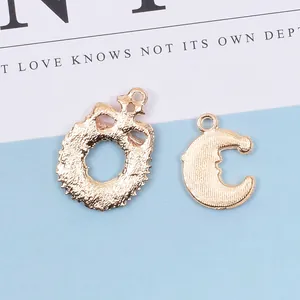 Goldfarbene Mond und Schleife Anhänger aus Legierung für DIY Halsketten und Schmuck