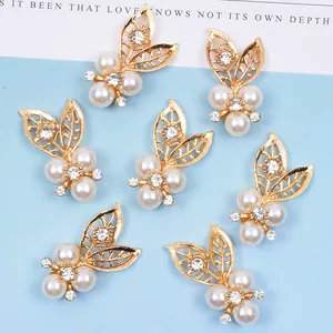 Gold Legierung Hohl Blatt Blume Anhänger Mit Imitationsperle Strass Für DIY Schmuckherstellung Handgefertigtes Zubehör