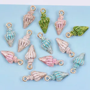 Legierung Emaille Meerschnecke Muschel Anhänger Für Schmuckherstellung DIY Armband Halskette Ohrringe Zubehör Marine Stil Bunte Anhänger