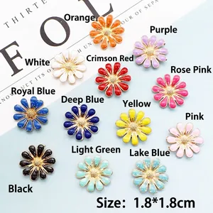 Colorful 1.8cm daisy enamel charms in 12 assorted colors for DIY jewelry and hair accessories