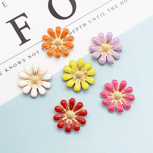 Bunte Gänseblümchen Emaille Legierung Zubehör in sechs Farben für DIY Haarschmuck