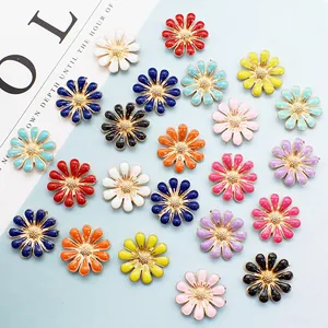 Gänseblümchen Blume Legierung Emaille Charms Für DIY Schmuckherstellung Kleine Sonnenblume Emaille Anhänger Für Haarschmuck Dekor