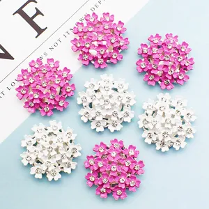 Legierung Strass Blume Charms Für DIY Haarschmuck Emaille Blume Herzstück Schnalle Schmuckherstellung Komponenten