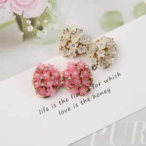 DIY Strass Schleife Floral Legierung Zubehör Für Haarspange Handyhülle Dekoration Rosa Weiß Blume Eingelegt Schmuckzubehör
