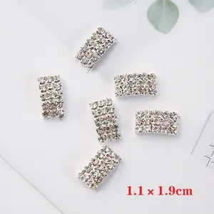 Silberne rechteckige Strass-Krallenketten für DIY-Schmuckzubehör 1,1x1,9cm