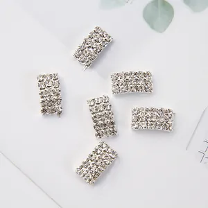 Rechteckig Legierung Strass DIY Schmuck Zubehör Silber Vier Reihen Kristall Zubehör Für Haar Schuhe Kleidung Dekor