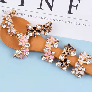 Koreanische Mode Legierung Blume Schmetterling Charms Mit Strass Emaille Tropfen Für DIY Haarschmuck Schmuckherstellung Damen Handwerk