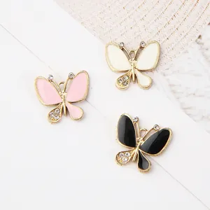 DIY Schmetterling Charms Legierung Emaille Strass Anhänger Für Schmuckherstellung Haarschmuck Gold Vergoldete Schmetterling Anhänger
