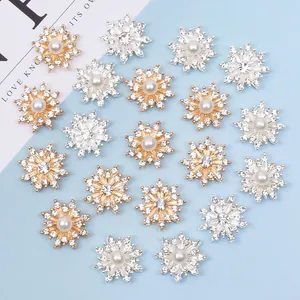 Exquisite Schneeflocke Legierung Charms Mit Strass Kunstperle Für DIY Schmuckherstellung Haarschmuck Handy Dekoration Bastelzubehör