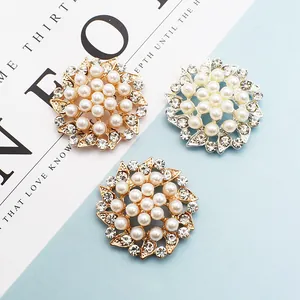 Blumen-Perlen und Kristall-Rhinestone Legierung Anhänger für DIY Haarschmuck und Schmuck