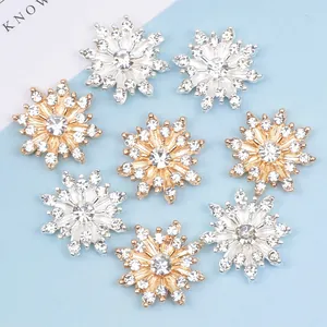 Schneeflocken-Blumenanhänger aus Legierung mit Kristallen für DIY-Schmuck und Haarschmuck