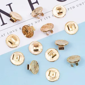 Vergoldete Legierung Runde Schmuckzubehör DIY Material Mit Sonnenstrahl Textur Dekorative Schnalle Für Haarschmuck Damen