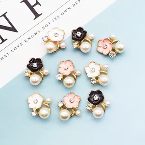 Legierung Blume Emaille Schmuck DIY Zubehör Mit Strass Künstliche Perle Für Haargummis Stirnband Handwerk Machen Bedarf