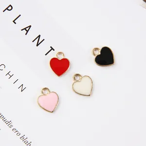 Herzförmige Emaille-Anhänger aus Legierung in Rot, Schwarz, Rosa und Weiß für DIY-Schmuck