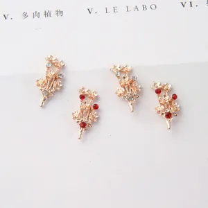 DIY Schmuckherstellung Material Legierung Blume Blatt Zweig Strass Charms Für Haarschmuck Hochzeit Bouquet Handfächer Deko Roségold