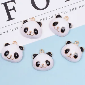 Süße Panda-Emaille-Anhänger aus Legierung für DIY Halsketten und Ohrringe Zubehör