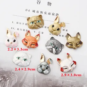 Breloques animaux en émail de chat, lapin et renard pour accessoires de bricolage DIY