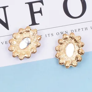 Golden sunflower alloy charms with oval plate for DIY hair accessory making