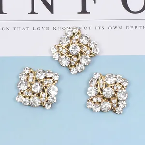 Drei quadratische Strass-Goldlegierung DIY-Zubehör für Haarschmuck und Broschenherstellung