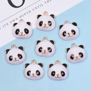 Cartoon Panda Kopf DIY Schmuck Legierung Emaille Anhänger Für Halskette Ohrring Armband Herstellung Handgemachte Bastelzubehör
